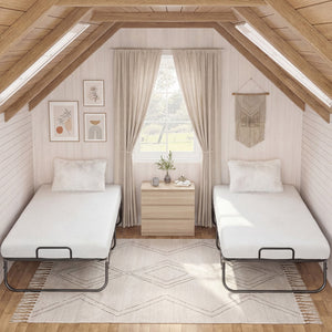 Twin Size Folding Bed with 5-inch Mattress and Metal Frame for Apartment view 5