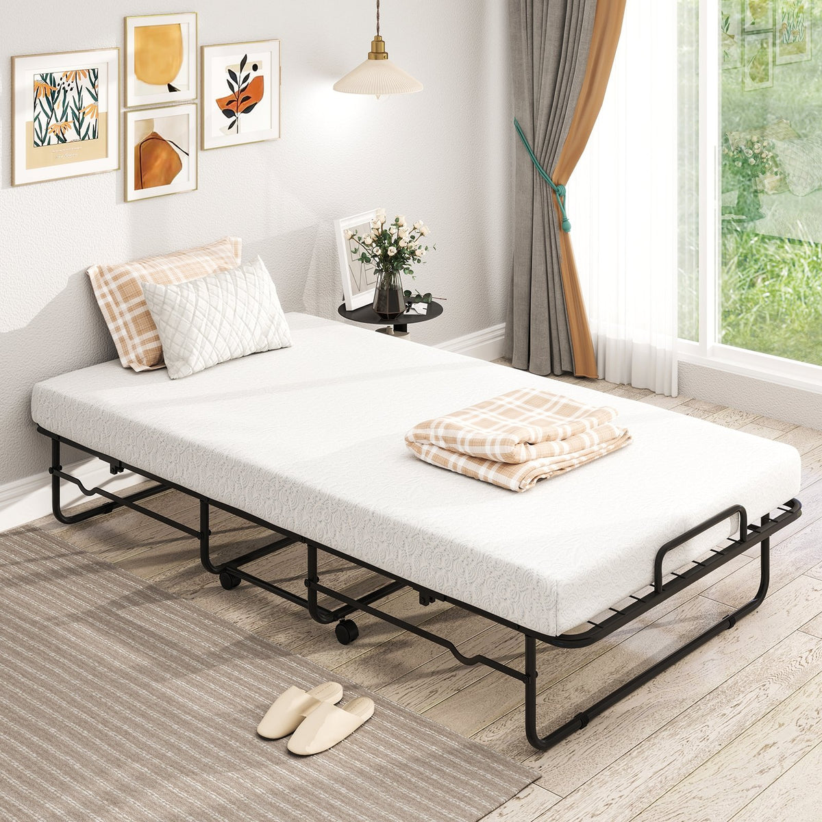 Twin Size Folding Bed with Memory Foam Mattress and Heavy-duty Metal Frame view 6