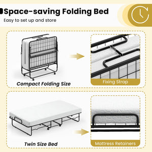 Twin Size Folding Bed with Memory Foam Mattress and Heavy-duty Metal Frame view 7