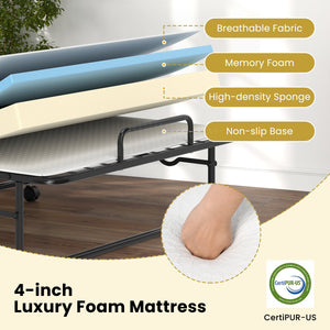 Twin Size Folding Bed with Memory Foam Mattress and Heavy-duty Metal Frame view 9