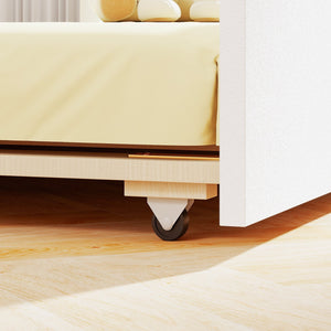 Twin Size House Bed with Trundle Kids Platform Bed with Roof Window-White view 7