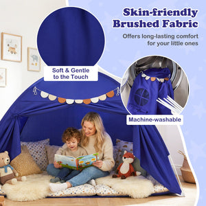 Twin Size Indoor Canopy Tent for Kids with 2 Window and Suits 3+-Navy view 7