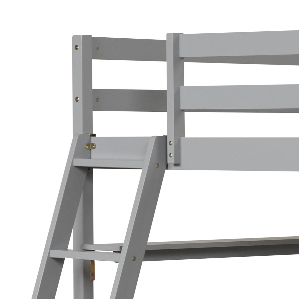 Twin Size Loft Bed with Desk and Bookshelves for Kids and Teens-Gray view 7