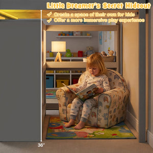 Twin Size Loft Bed with LED Lights and Underbed Space for Kids-Gray view 6