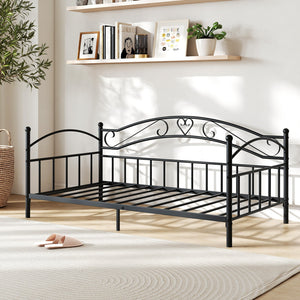Twin Size Metal Daybed Frame with Headboard for Bedroom-Black view 5