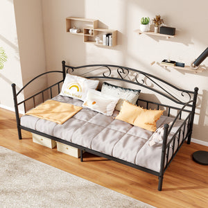 Twin Size Metal Daybed Frame with Headboard for Bedroom-Black view 6