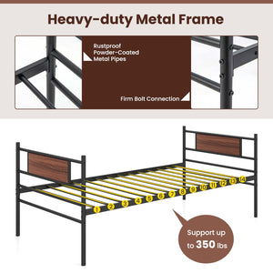 Twin Size Metal Daybed with Trundle and Wood Grain Headboard view 8