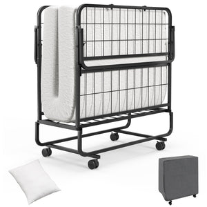 Twin Size Rollaway Guest Folding Bed with Mattress Sturdy Heavy Duty Frame