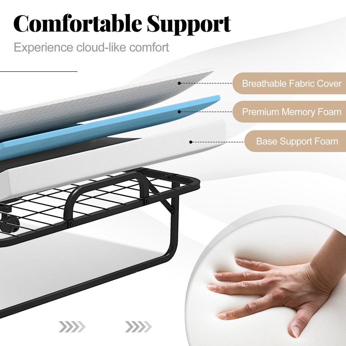 Twin Size Rollaway Guest Folding Bed with Mattress Sturdy Heavy Duty Frame view 5