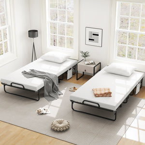 Twin Size Rollaway Guest Folding Bed with Mattress Sturdy Heavy Duty Frame view 7