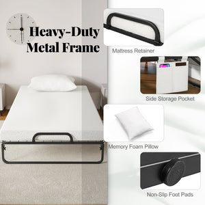 Twin Size Rollaway Guest Folding Bed with Mattress Sturdy Heavy Duty Frame view 8