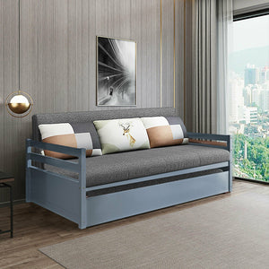 Twin Size Trundle Platform Bed Frame with, Wooden Slat Support-Gray view 7