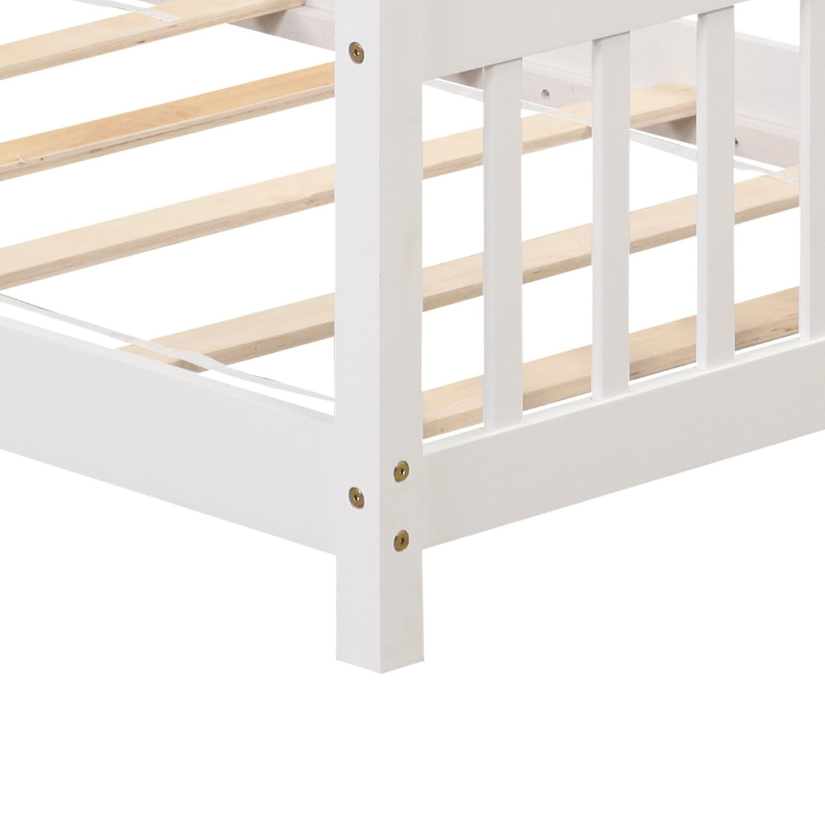 Twin Size Wooden House Bed with Roof-White view 8