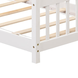 Twin Size Wooden House Bed with Roof-White view 8