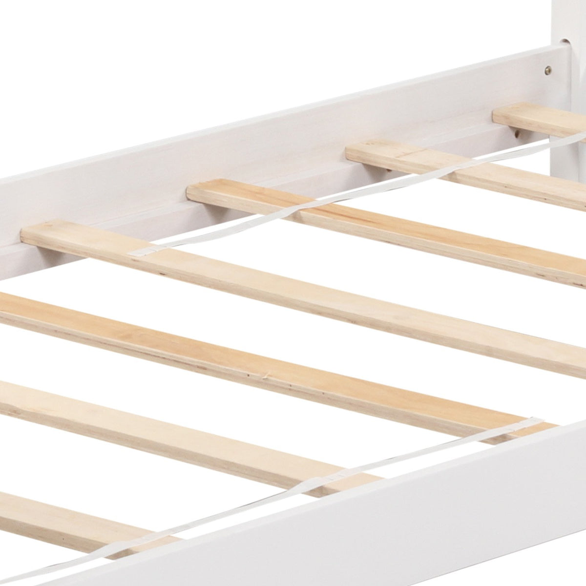 Twin Size Wooden House Bed with Roof-White view 9