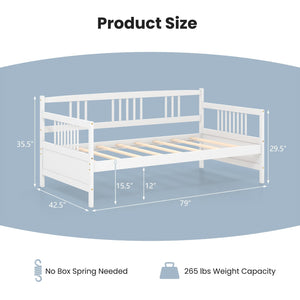Twin Size Wooden Slats Daybed Bed with Rails-White view 5