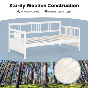 Twin Size Wooden Slats Daybed Bed with Rails-White view 7