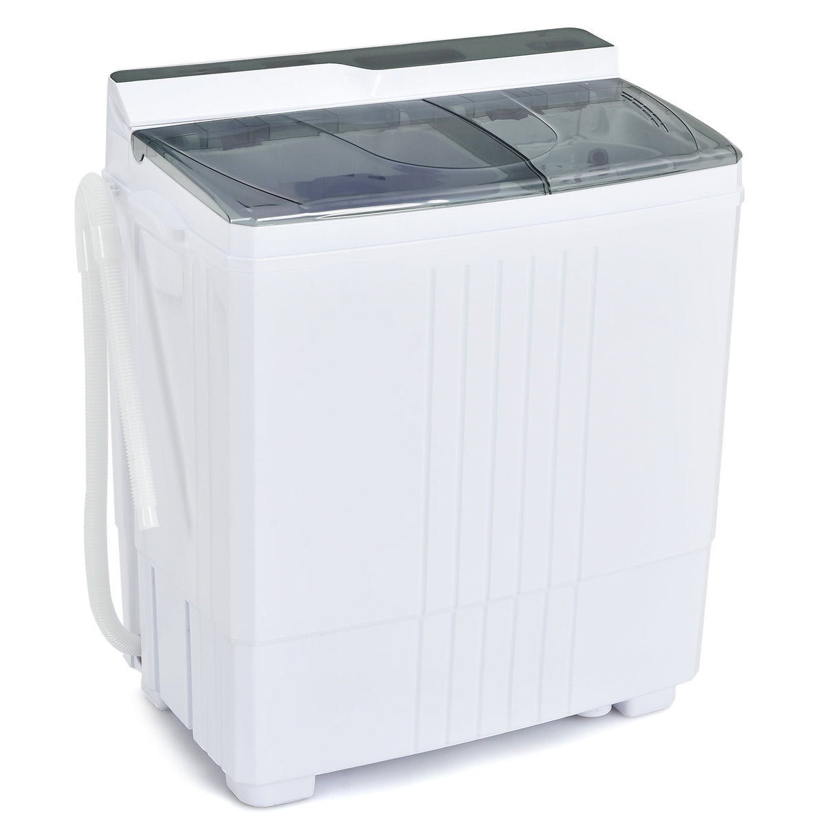 Twin Tub Portable Washing Machine with Timer Control and Drain Pump for Apartment-Gray view 7