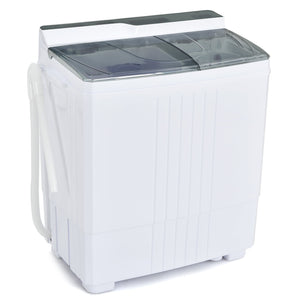 Twin Tub Portable Washing Machine with Timer Control and Drain Pump for Apartment-Gray view 7