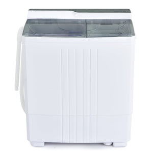 Twin Tub Portable Washing Machine with Timer Control and Drain Pump for Apartment-Gray view 8