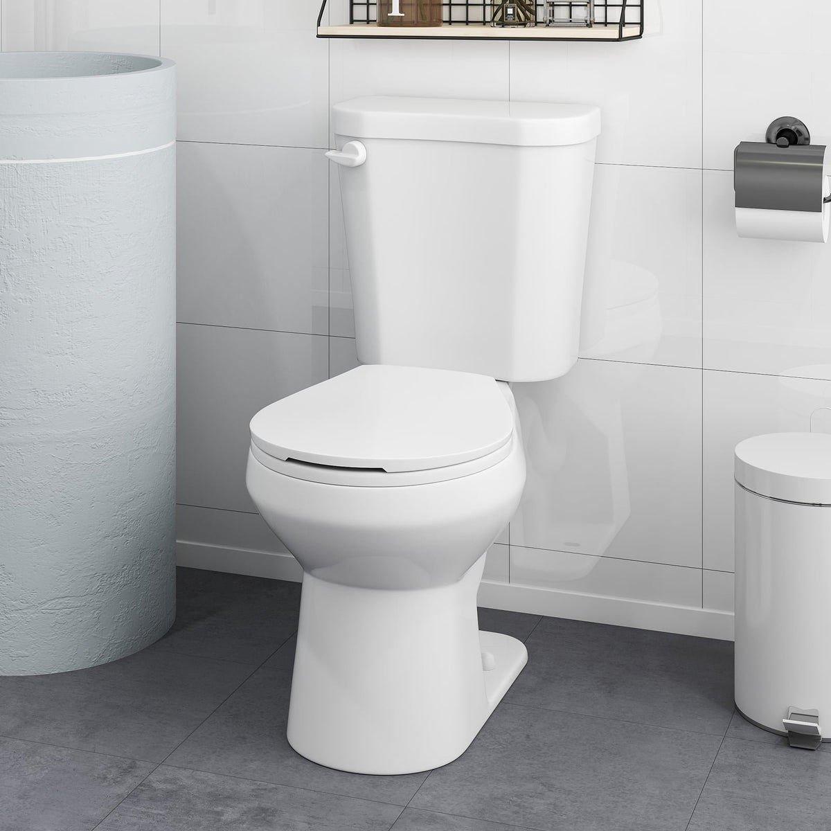 Two-Piece Round Toilet with 17.5 inch ADA Comfort Chair Height Seat view 2
