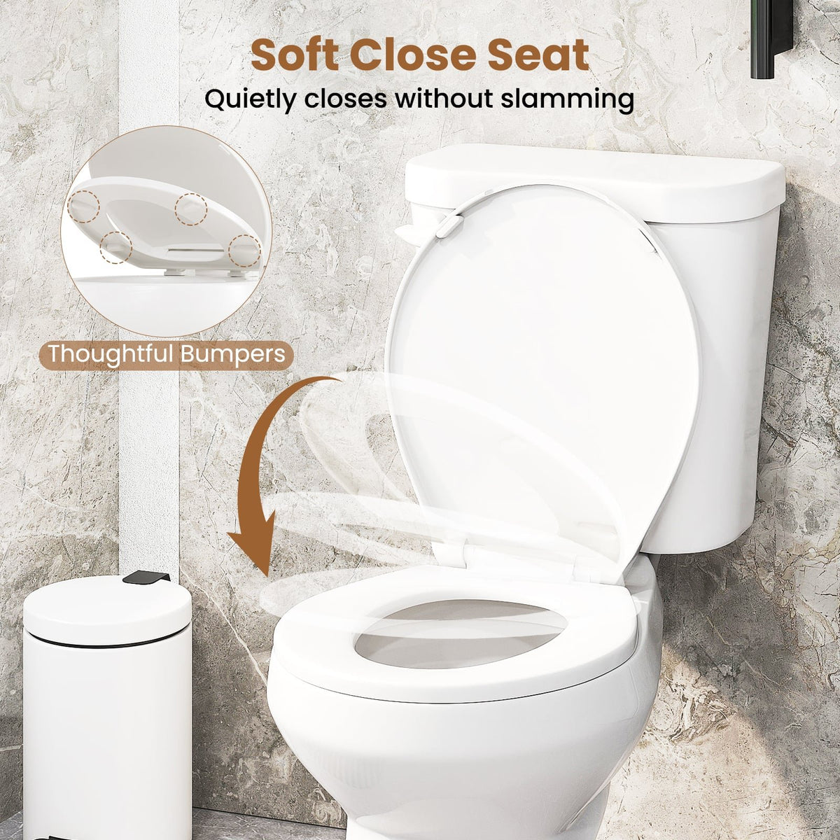 Two-Piece Round Toilet with 17.5 inch ADA Comfort Chair Height Seat view 9