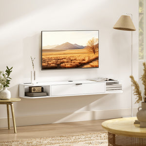 47" Floating TV Stand for TVs up to 50 Inch, Wall Mounted Media Console with Flip Drawer and 2 Open – view 20