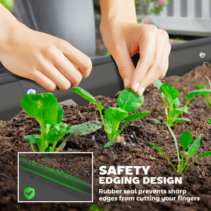 6' x 3' x 1' Large Outdoor Planter Box, Galvanized Raised Garden Bed with Metal Plant Stake, Dark Grey