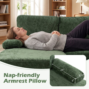 U-shaped Sectional Couch with Double Chaise for Living Room-Green view 8