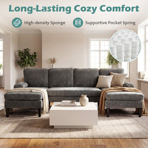 U-shaped Sectional Couch with Double Chaise for Living Room-Grey view 9