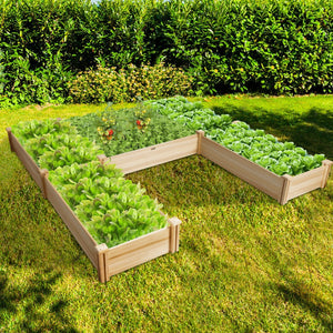 U-Shaped Wooden Garden Raised Bed for Backyard and Patio-Natural view 3