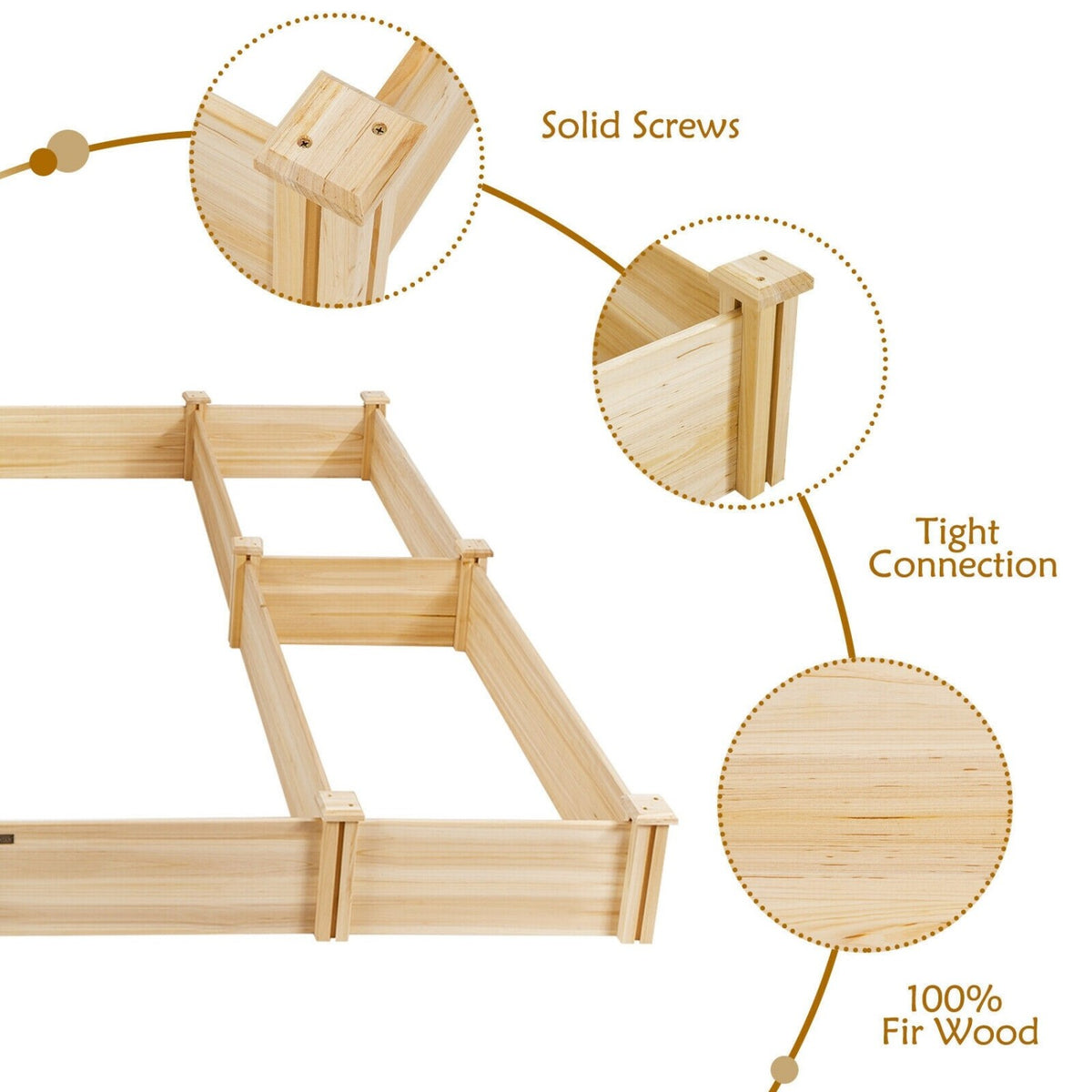 U-Shaped Wooden Garden Raised Bed for Backyard and Patio-Natural view 8
