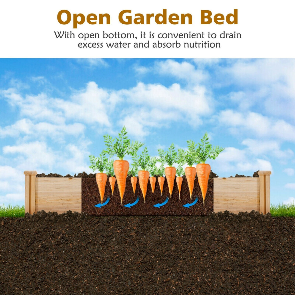 U-Shaped Wooden Garden Raised Bed for Backyard and Patio-Natural view 9