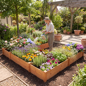 U-Shaped Wooden Garden Raised Bed for Backyard and Patio-Orange view 3