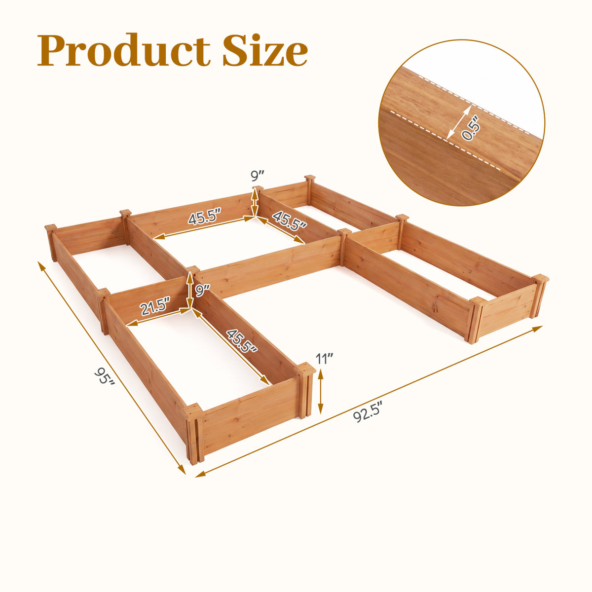 U-Shaped Wooden Garden Raised Bed for Backyard and Patio-Orange view 5