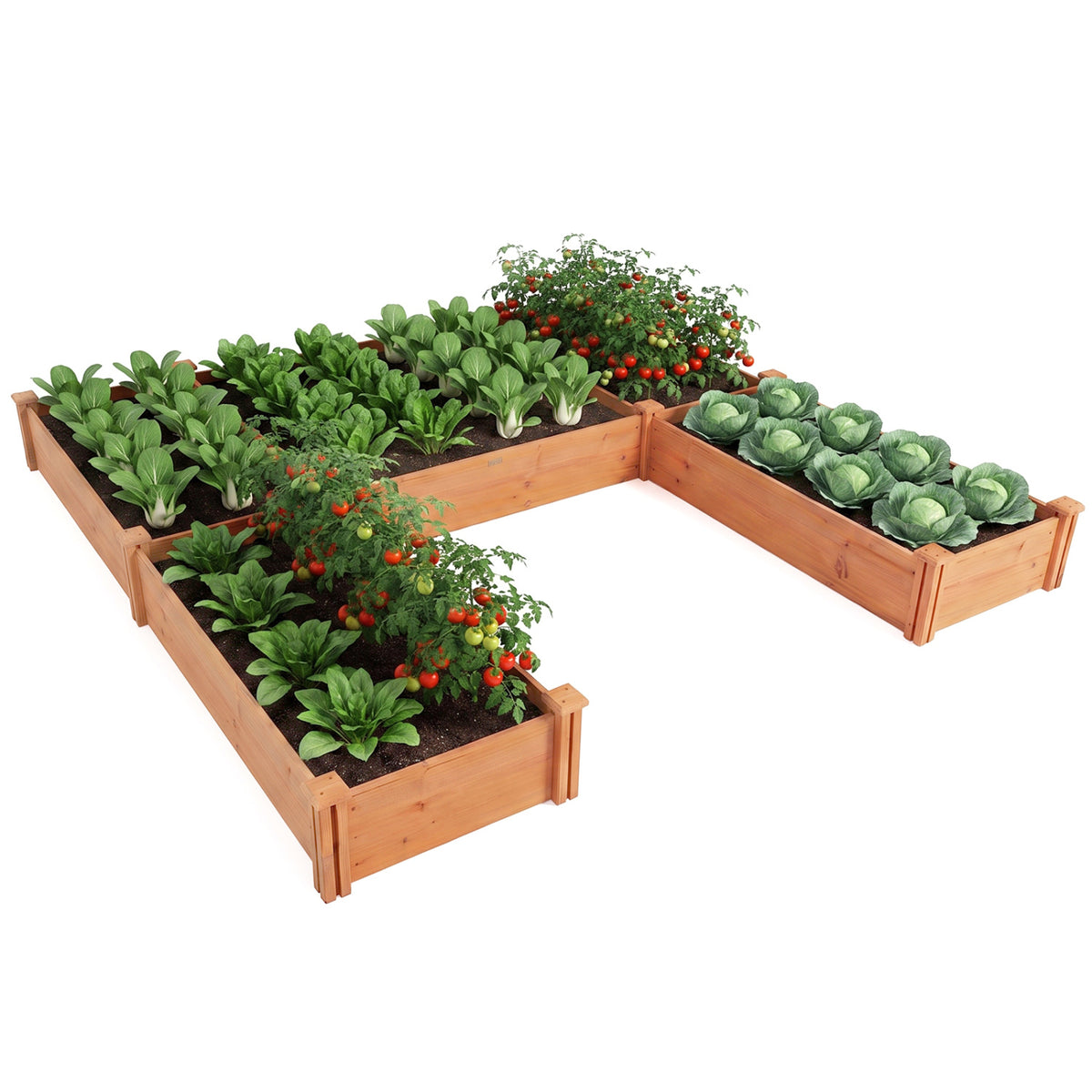 U-Shaped Wooden Garden Raised Bed for Backyard and Patio-Orange view 8