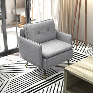 Accent Chair, Upholstered Armchair with Tufted Back Cushion and Steel Legs for Living Room, Bedroom – view 20