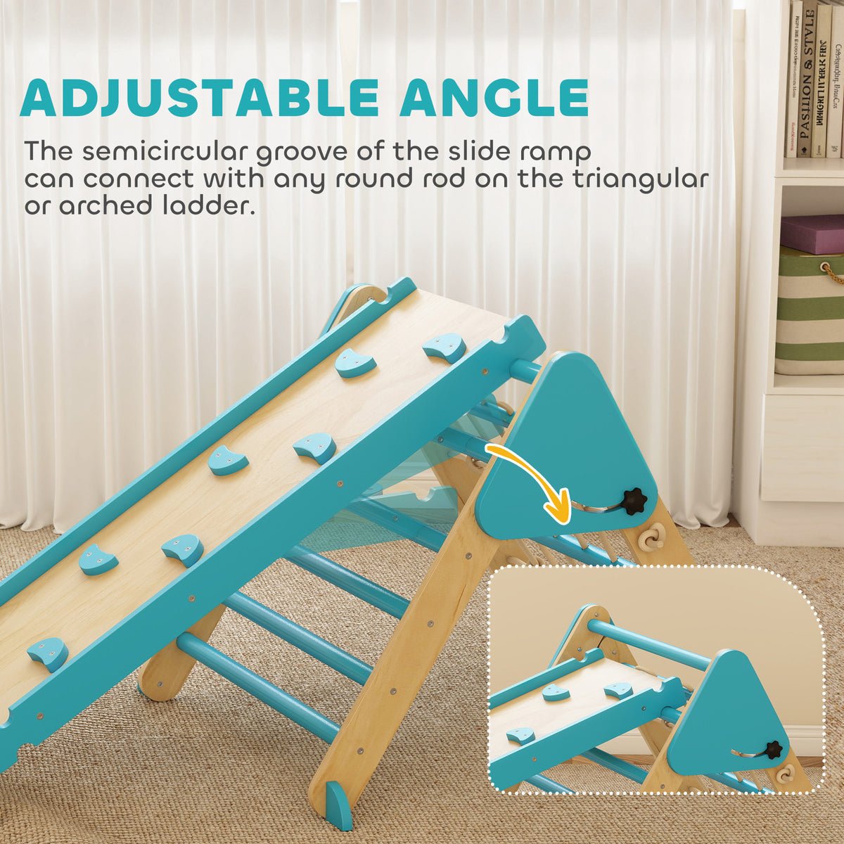 Qaba 8-in-1 Pikler Triangle Set, Foldable Wooden Climbing Toys with Arch, Ramp and Ladder for Ages 18-48 Mouths