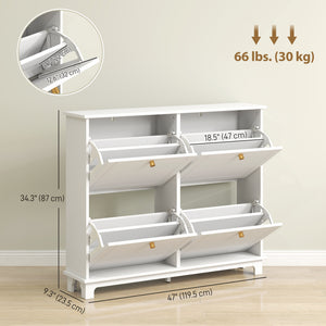Modern Shoe Storage Cabinet, Narrow Shoe Cabinet with 4 Flip Drawers, Adjustable Shelves – view 9