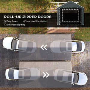 Carport, 10 x 20 ft Portable Garage with 2 Roll-Up Doors and Removable Sidewalls for Car, Truck, Boat – view 7