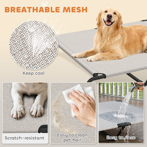 Elevated Dog Bed, Outdoor Dog Cot, Raised Dog Bed for Large Dogs with Breathable Mesh, Beige – view 4