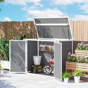 41 Cu. Ft. Outdoor Storage Shed, Outdoor Horizontal Trash Can Storage with Chain Lid, Lockable Storage Box – view 3