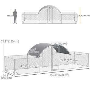 21.7' x 6.2' Metal Chicken Run with Waterproof and Anti-UV Cover