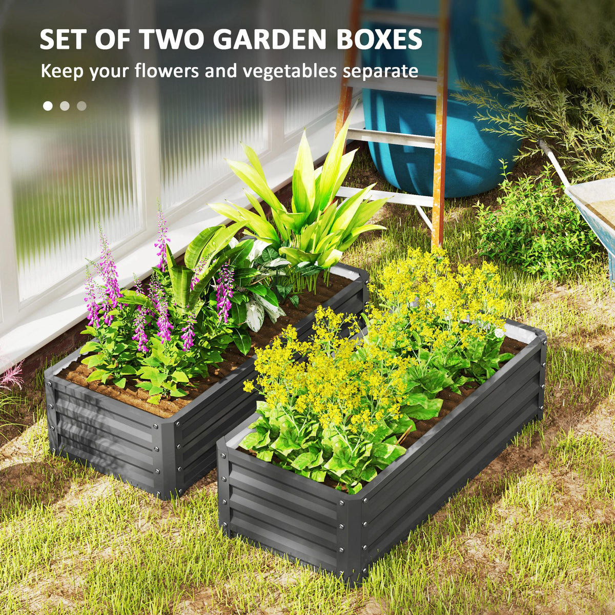 Galvanized Raised Garden Beds, Outdoor Planter Box, Set of 2, for Flowers, Herbs and Vegetables, Black – view 24