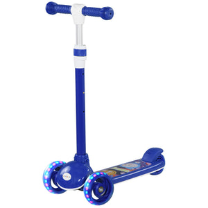 Qaba 3 Wheel Kids Scooter, Toddler Kick Scooter with Adjustable Height, Rear-Fender Brake, LED Light, TPE Handlebar