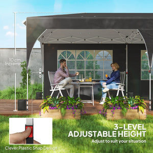 10 x 20 ft Pop Up Canopy Tent with Reflective Strips, UPF 50+ Easy up Instant Canopy with 6 Sandbags, Black