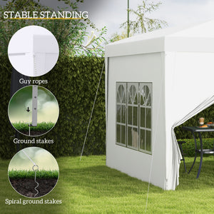 9.7' x 9.7' Outdoor Pop Up Party Tent Wedding Gazebo Canopy with Carrying Bag (White)