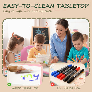 Qaba Kids Table and Chair Set with 4 Chairs, Adjustable Height, Easy to Clean, for 1.5 - 8 Years Old