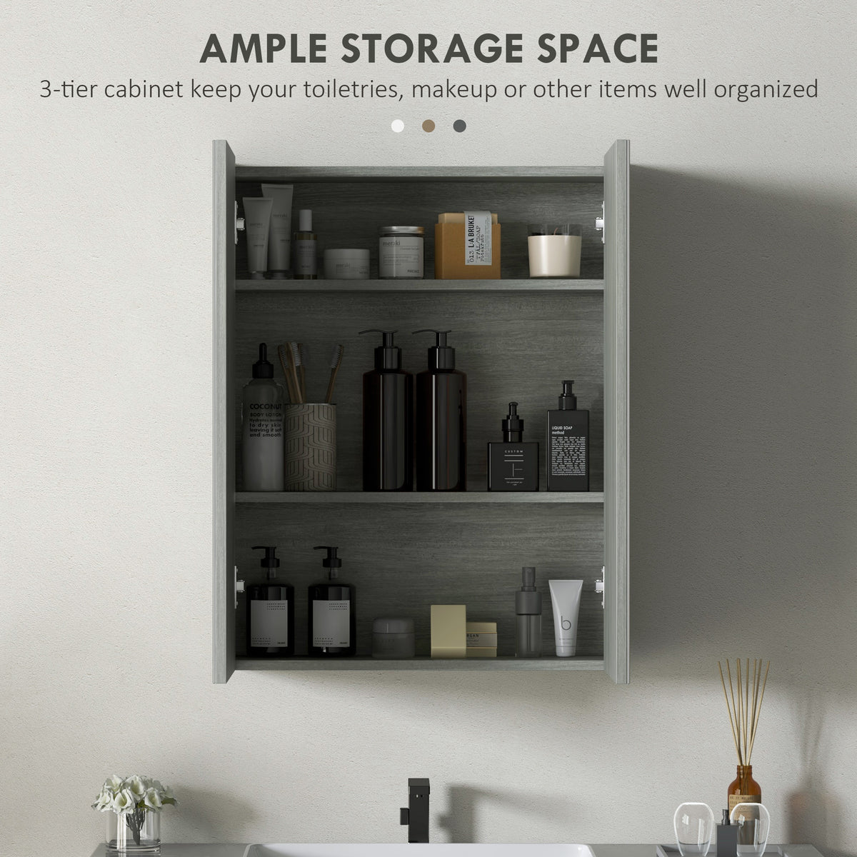 Wall Mount Medicine Cabinet with Mirror, Bathroom Mirror Cabinet Storage Organizer with Adjustable Shelf – view 17