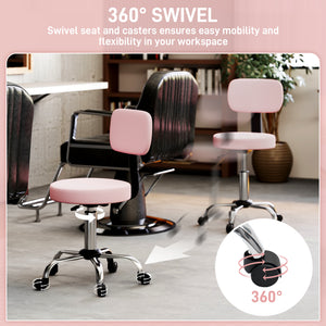 Adjustable Rolling Stool with Removable Backrest, Faux Leather Swivel Stool Chair for Salon Spa, Bar – view 11